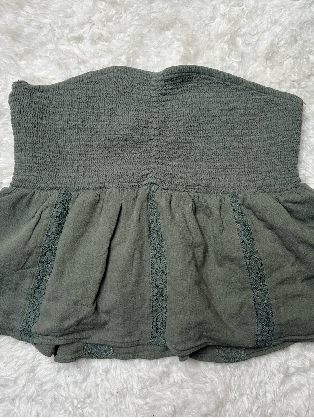 Strapless Olive Green Smocked Top